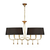 Paola 6 Light Linear In Painted Gold & Amber With Black Fabric Shades