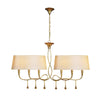 Paola 6 Light Linear In Painted Gold & Amber With Cream Fabric Shades