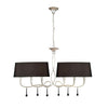 Paola 6 Light Linear In Painted Silver & Black With Black Fabric Shades