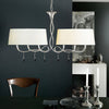 Paola 6 Light Linear In Painted Silver & Black With Cream Fabric Shades