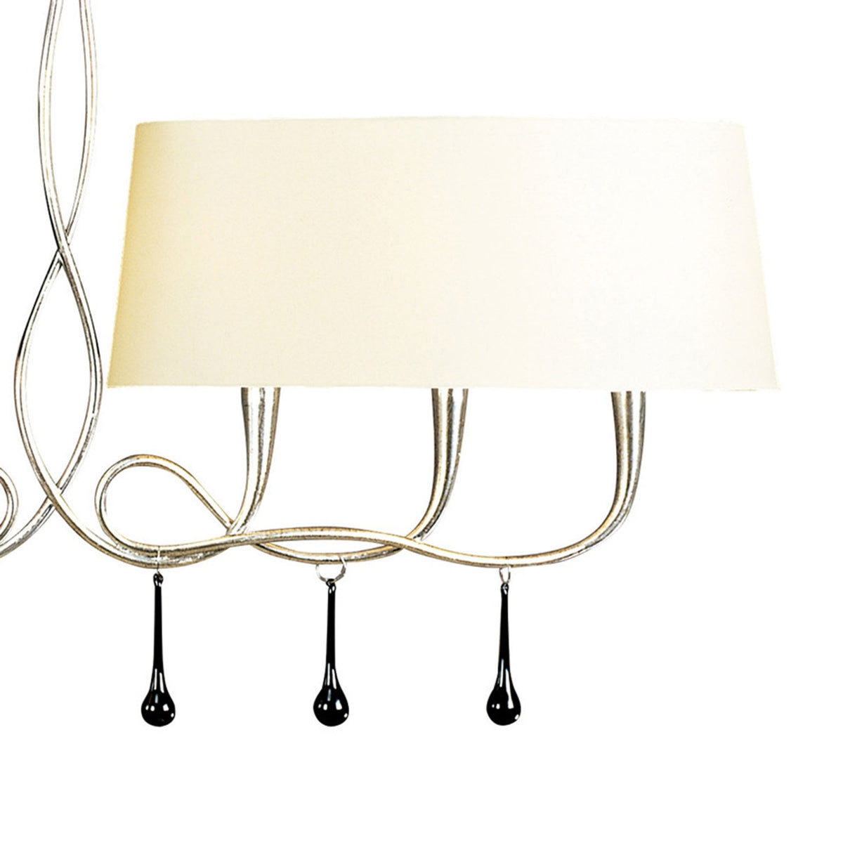 Paola 6 Light Linear In Painted Silver & Black With Cream Fabric Shades