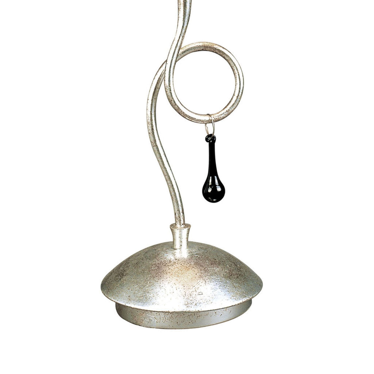 Paola Table Lamp In Painted Silver & Black With Black Fabric Shade