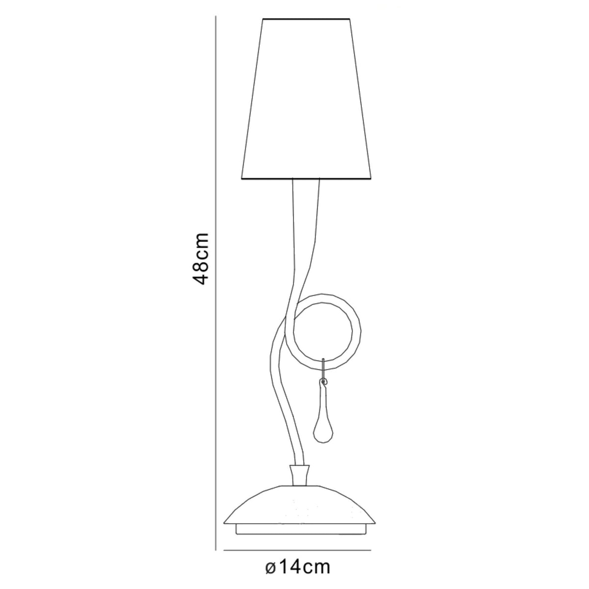 Paola Table Lamp In Painted Silver & Black With Black Fabric Shade