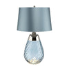 Lena Small Dual Lit Table Lamp with Light Blue Tinted Glass and Duck Egg Blue Shade