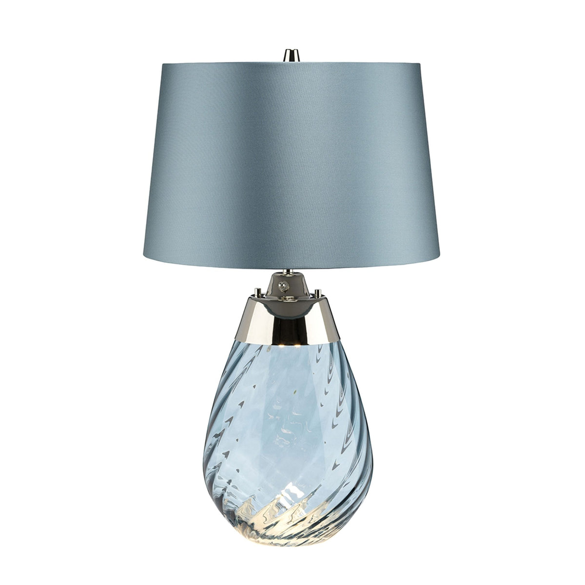 Lena Small Dual Lit Table Lamp with Light Blue Tinted Glass and Duck Egg Blue Shade