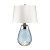 Lena Small Dual Lit Table Lamp with Light Blue Tinted Glass and Off White Shade
