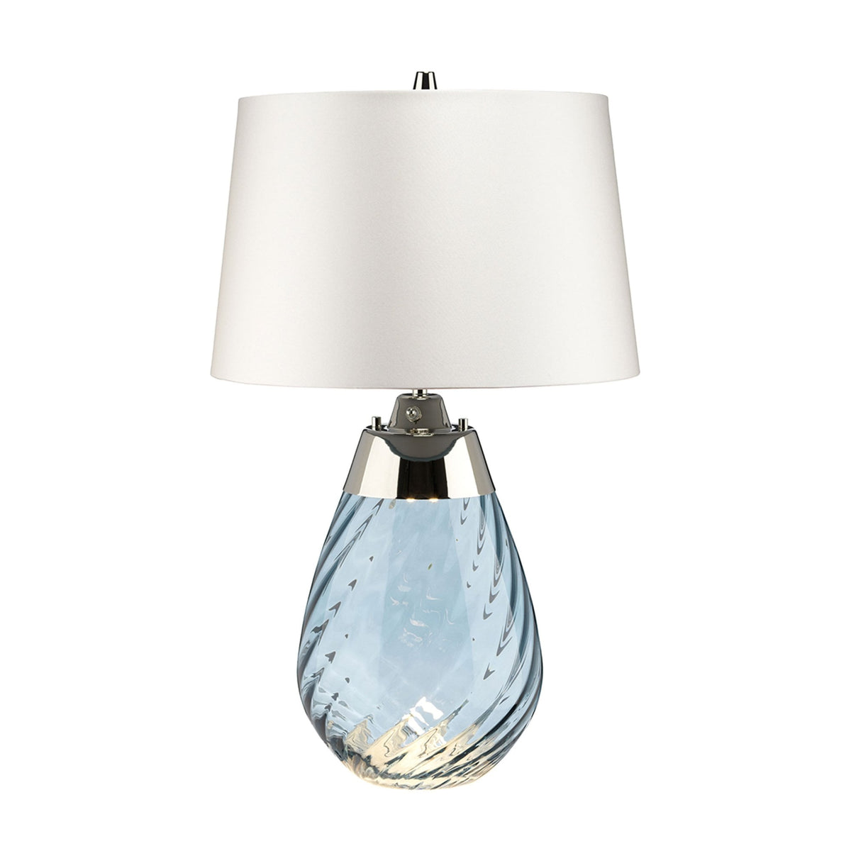 Lena Small Dual Lit Table Lamp with Light Blue Tinted Glass and Off White Shade