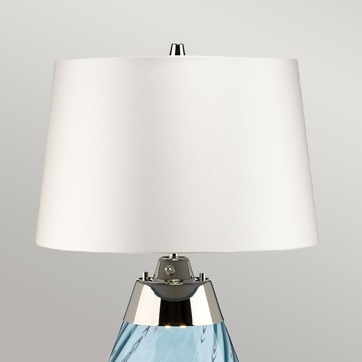 Lena Small Dual Lit Table Lamp with Light Blue Tinted Glass and Off White Shade