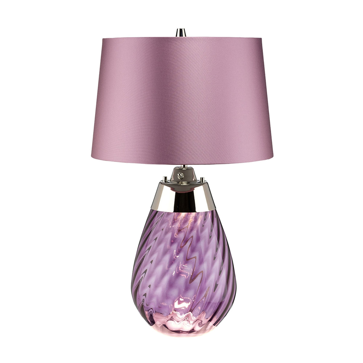 Lena Small Dual Lit Table Lamp with Plum Tinted Glass and Heather Shade