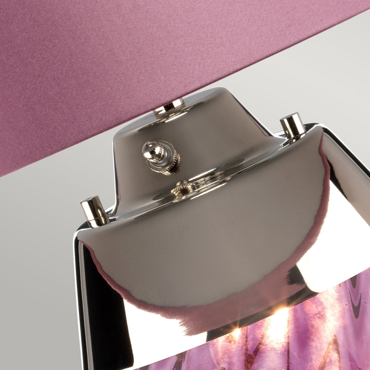 Lena Small Dual Lit Table Lamp with Plum Tinted Glass and Heather Shade