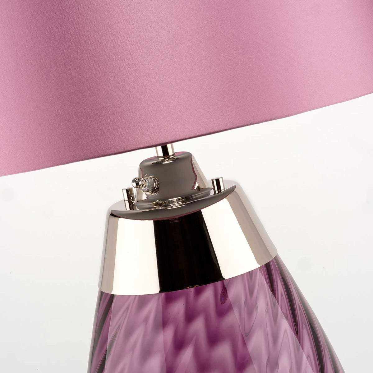 Lena Small Dual Lit Table Lamp with Plum Tinted Glass and Heather Shade