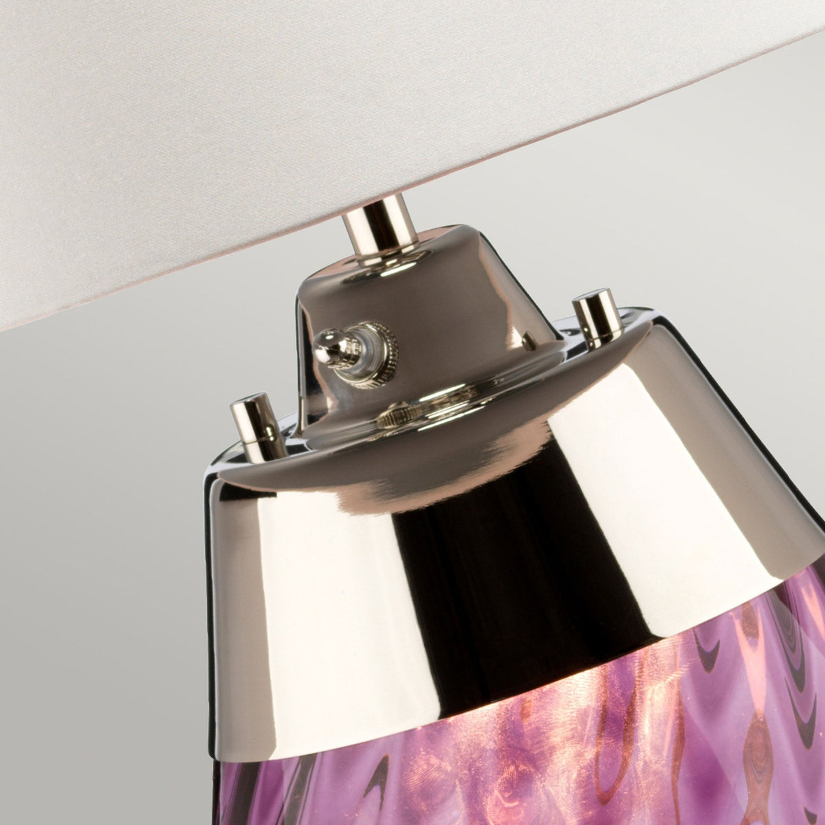 Lena Small Dual Lit Table Lamp with Plum Tinted Glass and Off White Shade