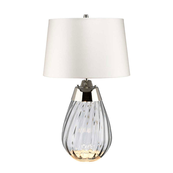 Lena Small Dual Lit Table Lamp with Smoke Tinted Glass and Off White Shade