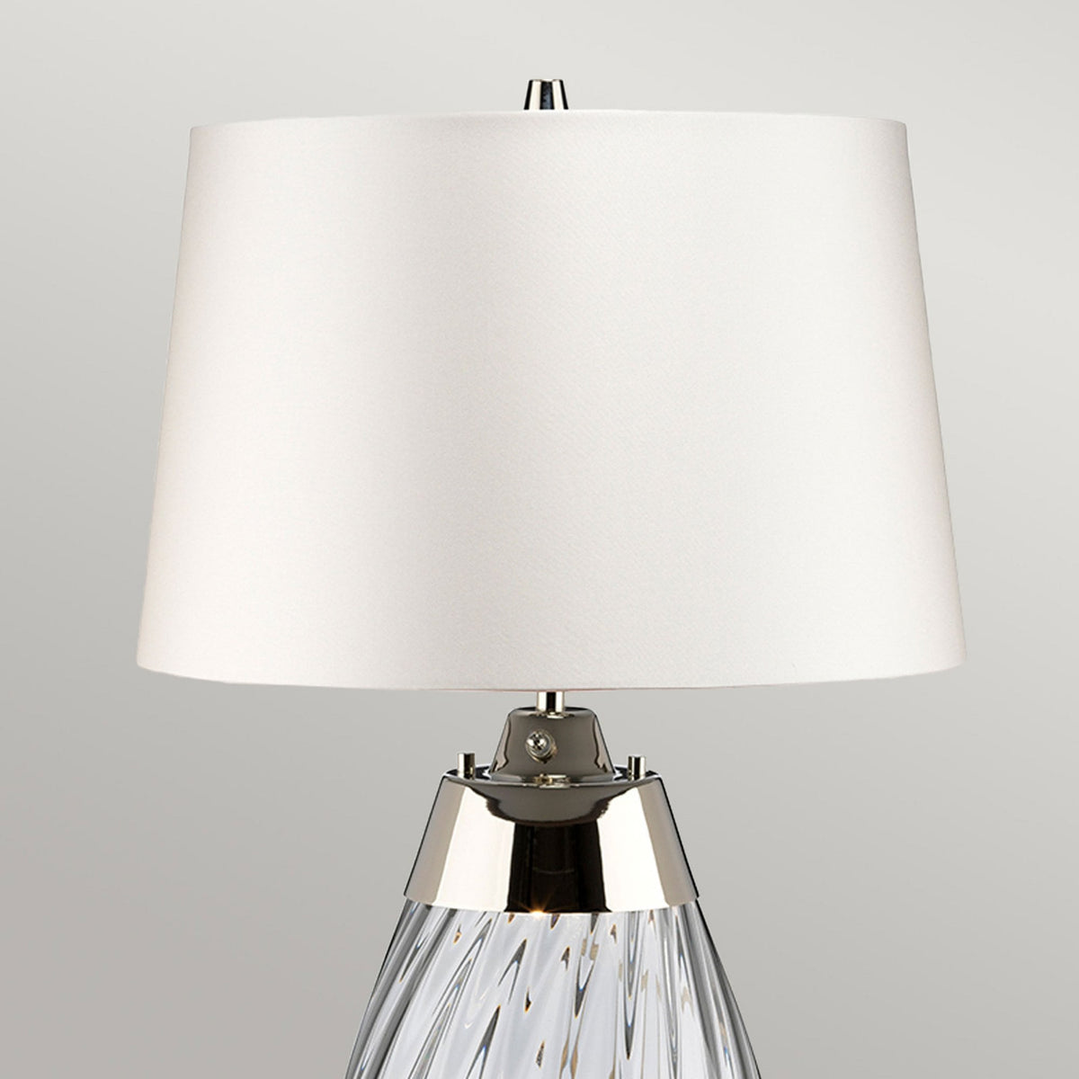 Lena Small Dual Lit Table Lamp with Smoke Tinted Glass and Off White Shade