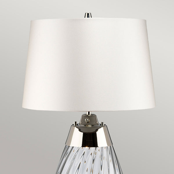 Lena Small Dual Lit Table Lamp with Smoke Tinted Glass and Off White Shade