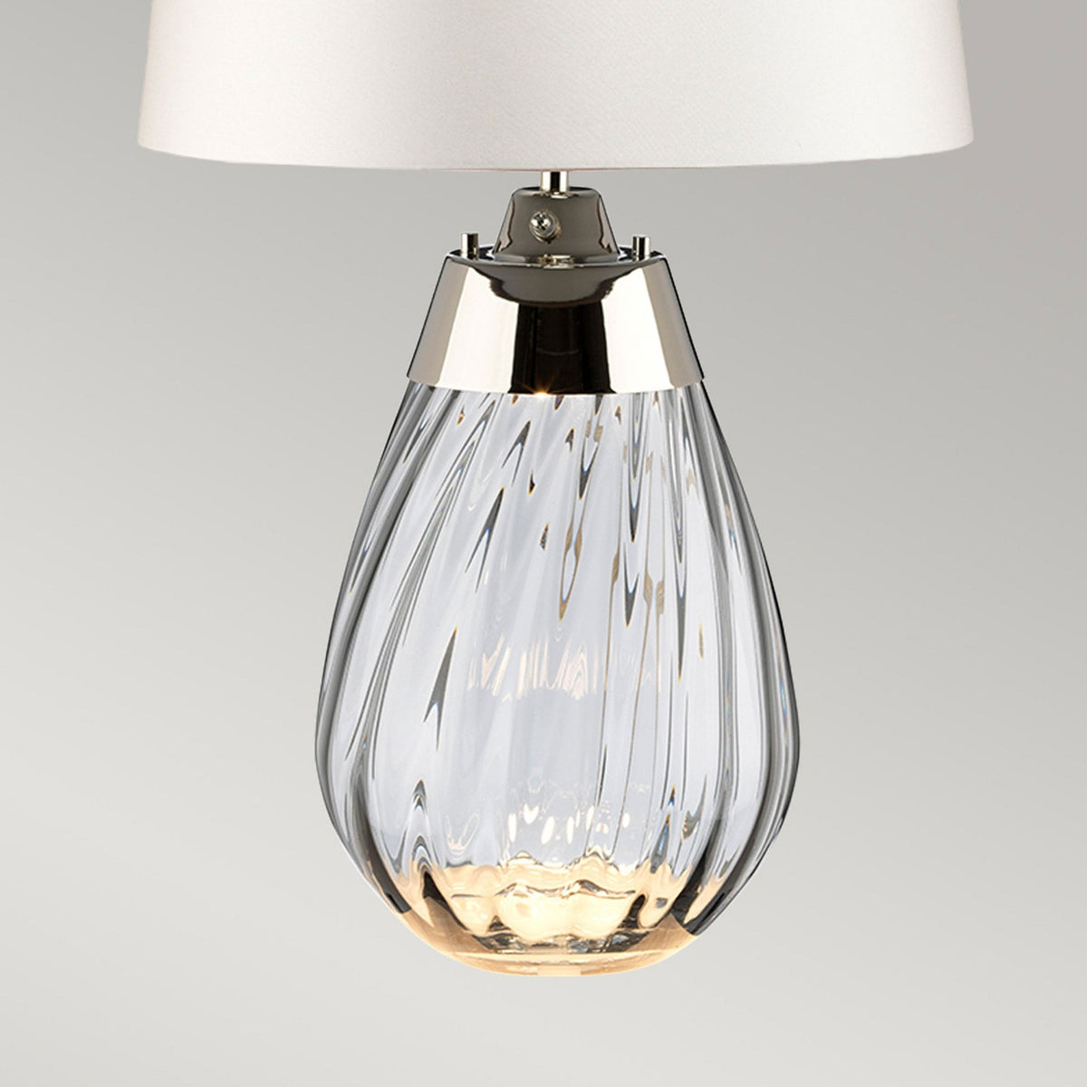 Lena Small Dual Lit Table Lamp with Smoke Tinted Glass and Off White Shade