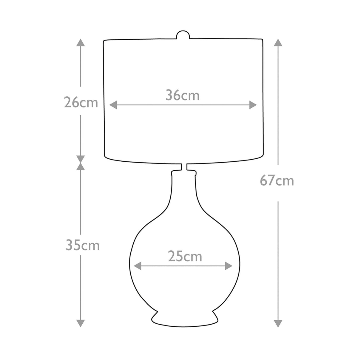 Orb Table Lamp with Clear Glass with Aged Brass Metalwork and Black Shade