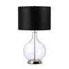 Orb Table Lamp with Clear Glass with Polished Nickel Metalwork and Black Shade
