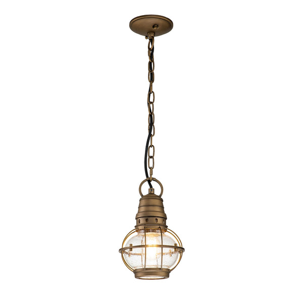 Bridge Point Small Outdoor Chain Lantern in Natural Brass
