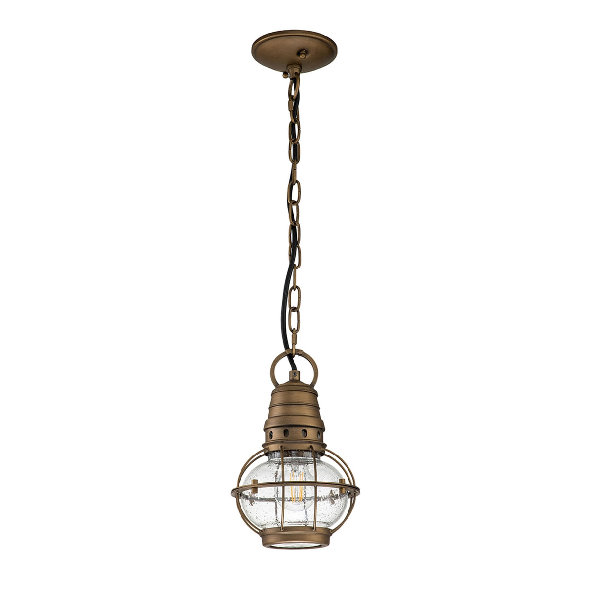 Bridge Point Small Outdoor Chain Lantern in Natural Brass
