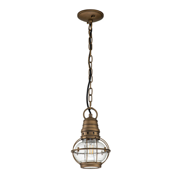 Bridge Point Small Outdoor Chain Lantern in Natural Brass