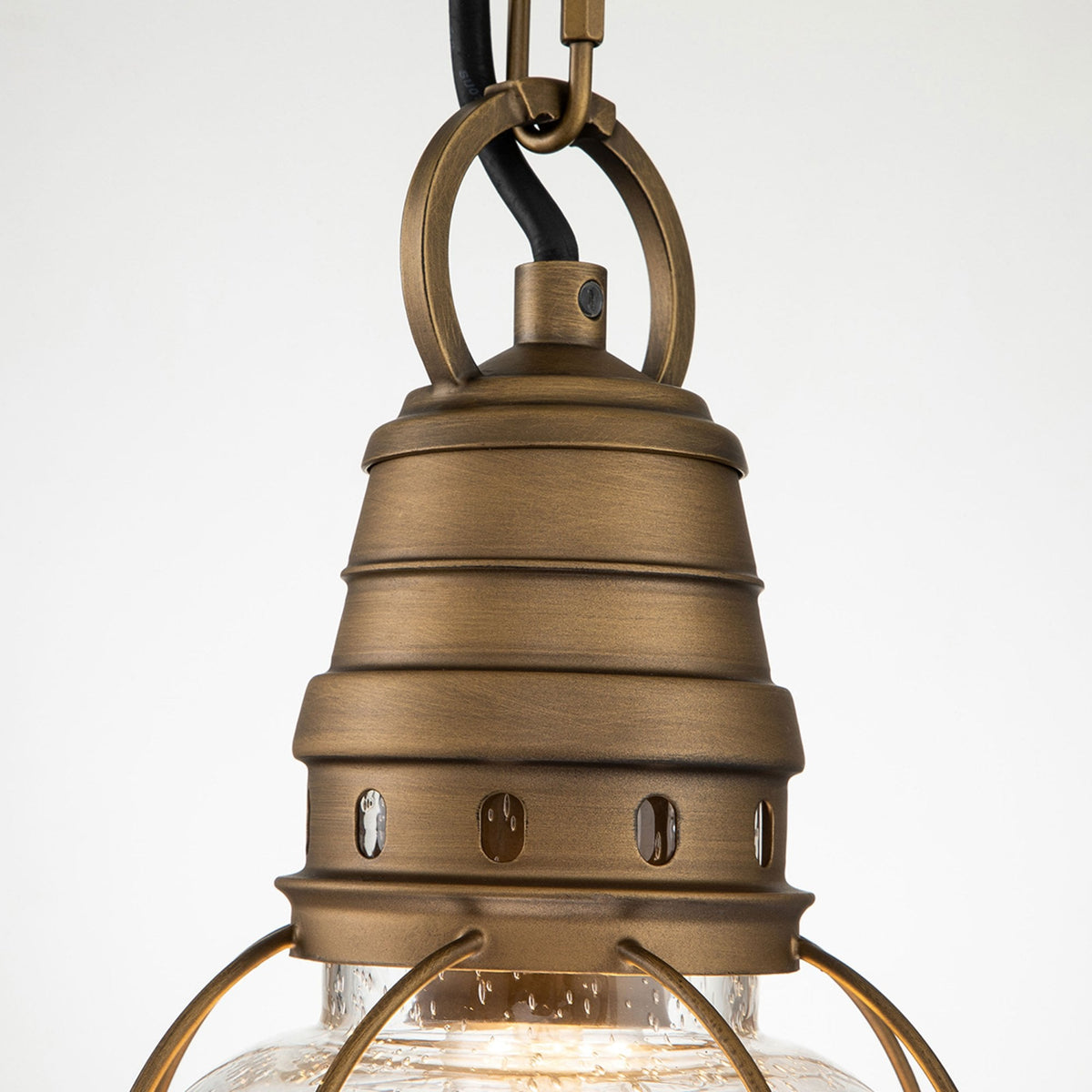 Bridge Point Small Outdoor Chain Lantern in Natural Brass