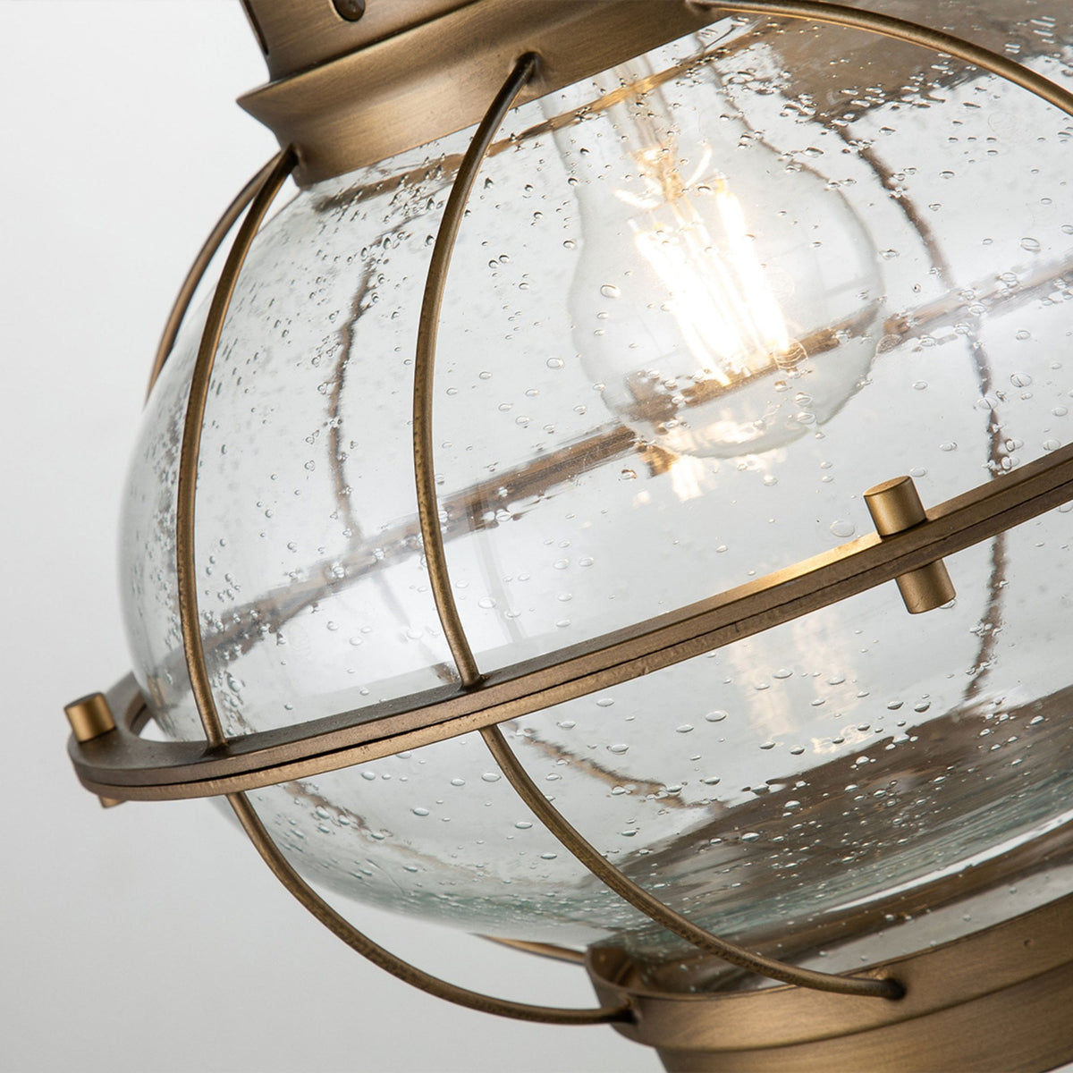 Bridge Point Large Outdoor Wall Lantern in Natural Brass