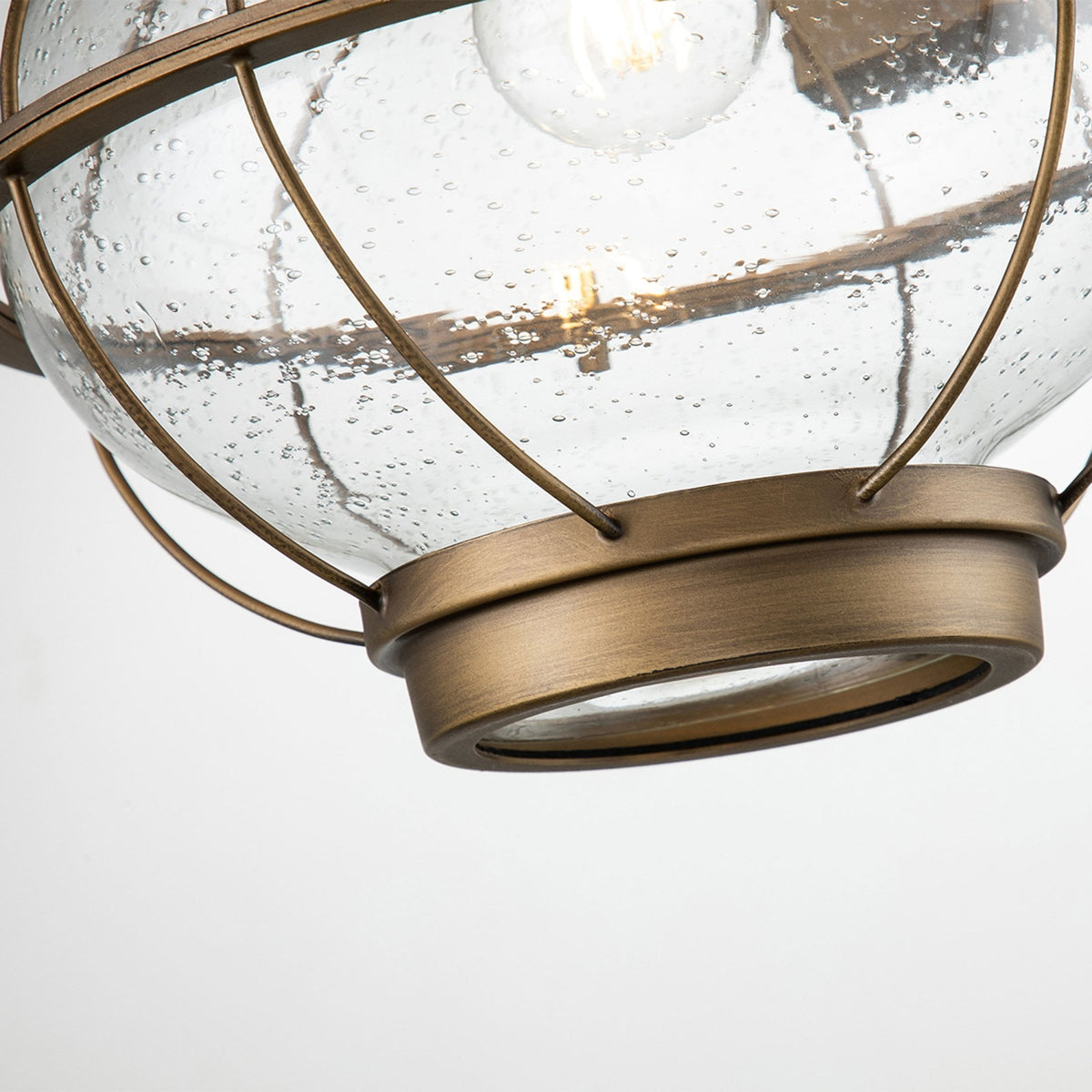Bridge Point Large Outdoor Wall Lantern in Natural Brass