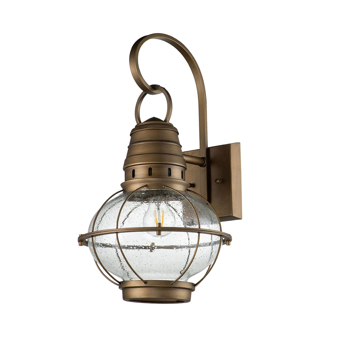 Bridge Point Large Outdoor Wall Lantern in Natural Brass