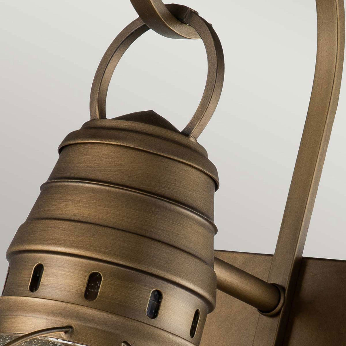 Bridge Point Large Outdoor Wall Lantern in Natural Brass