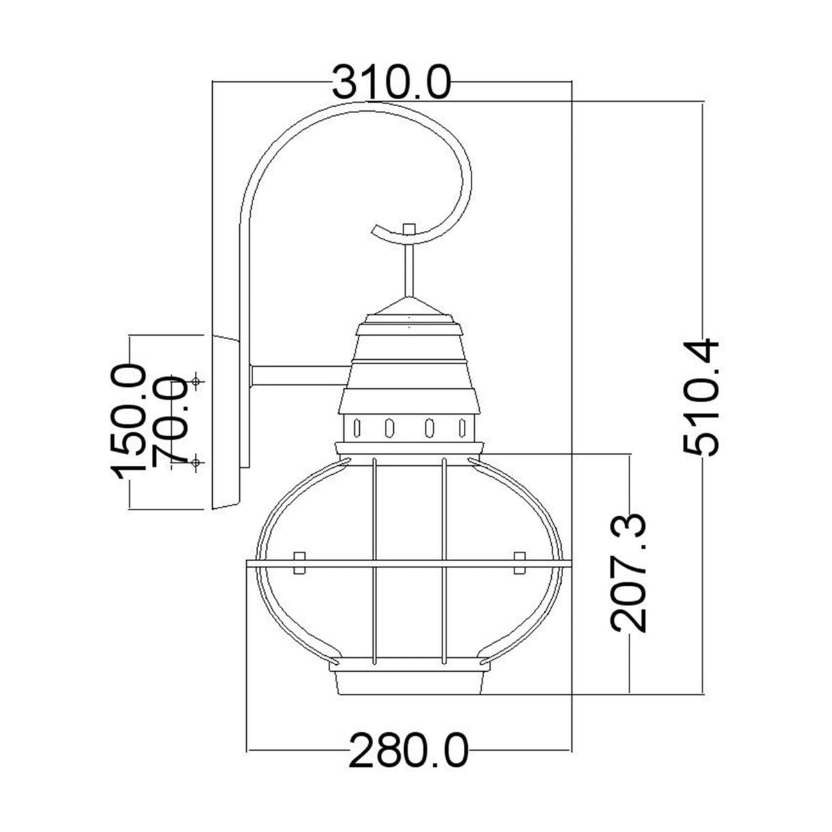 Bridge Point Large Outdoor Wall Lantern in Natural Brass
