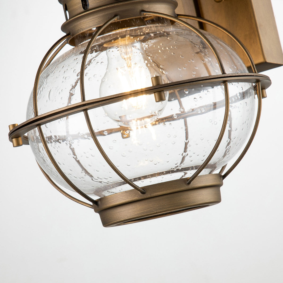 Bridge Point Medium Outdoor Wall Lantern in Natural Brass