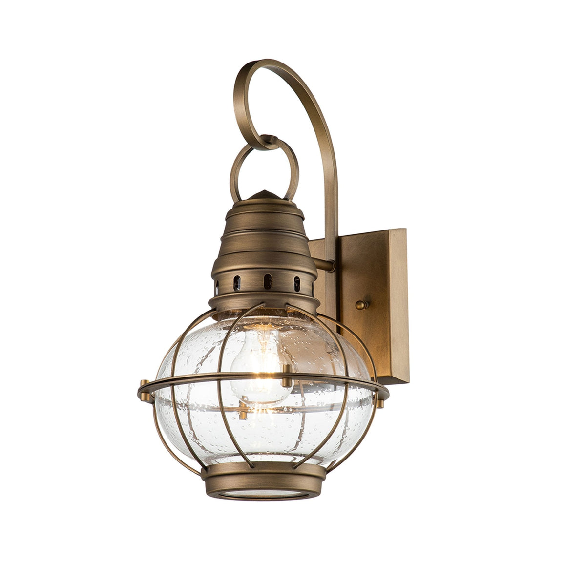 Bridge Point Medium Outdoor Wall Lantern in Natural Brass