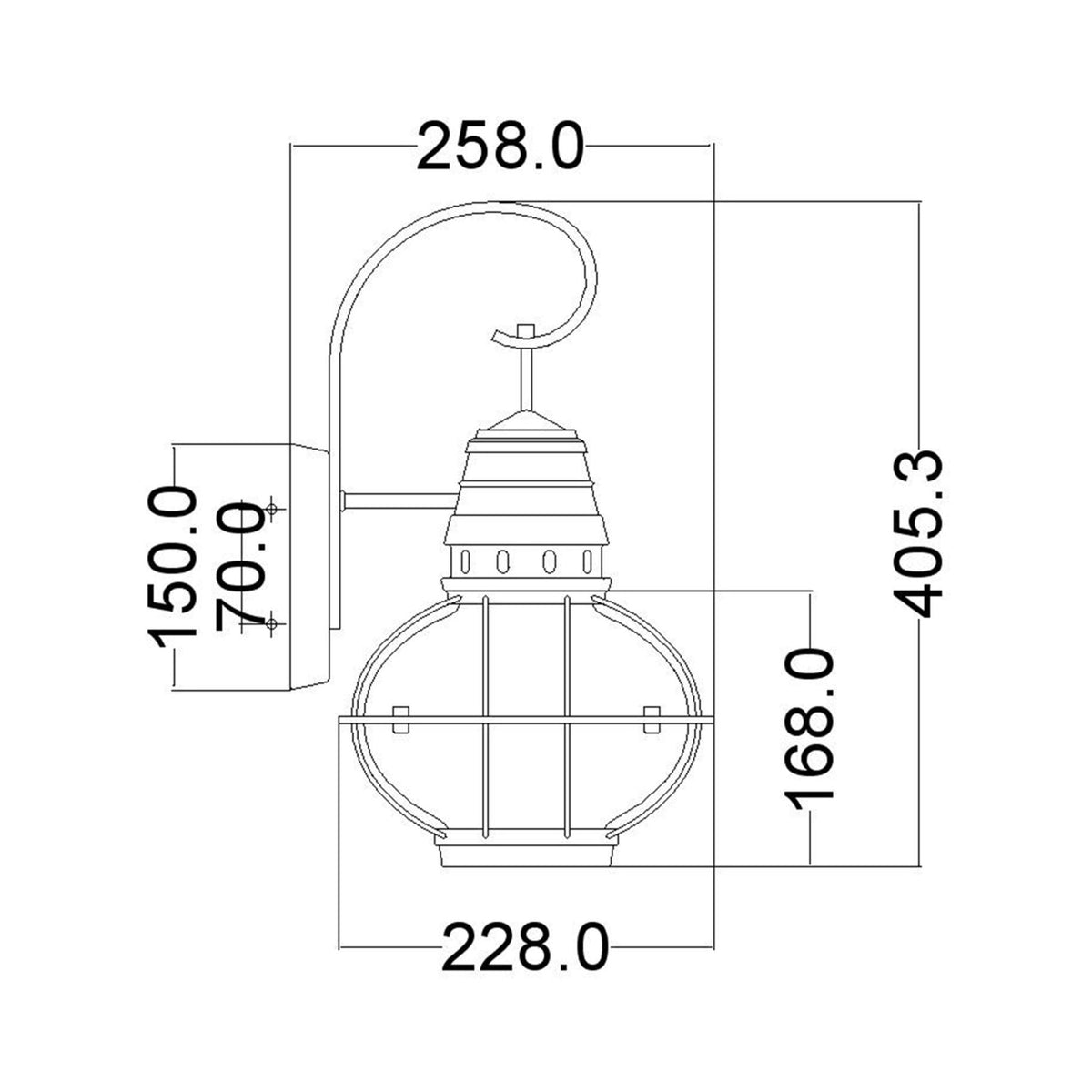 Bridge Point Medium Outdoor Wall Lantern in Natural Brass