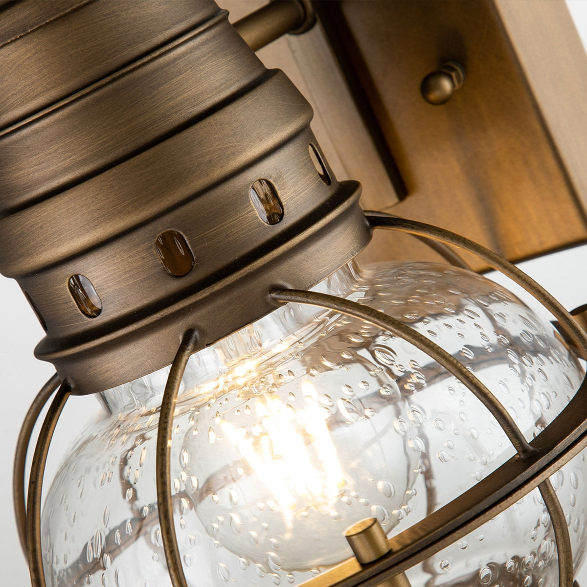 Bridge Point Small Outdoor Wall Lantern in Natural Brass