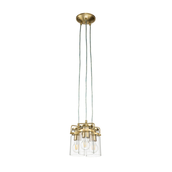 Brinley Three Light Cluster Pendant in Brushed Brass