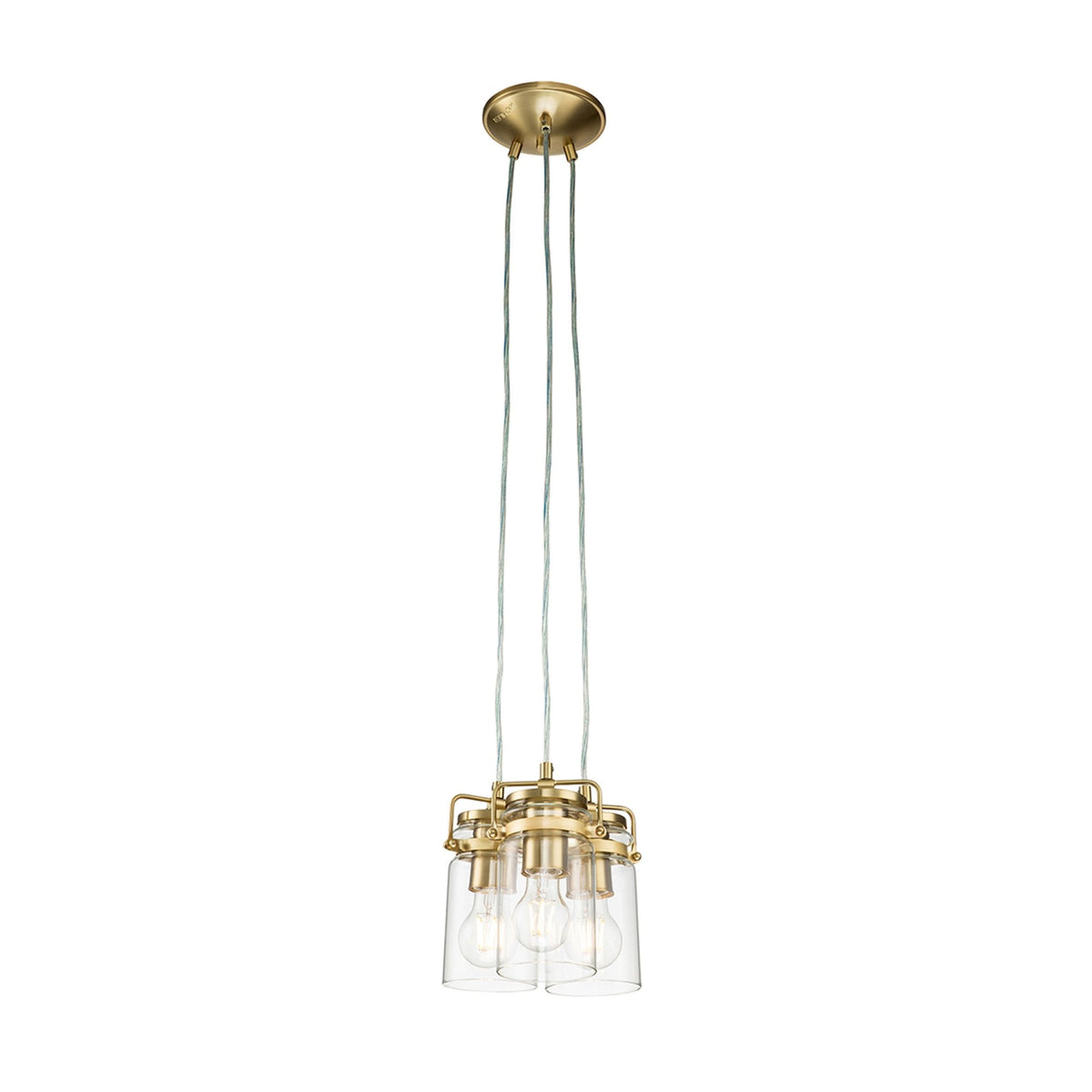 Brinley Three Light Cluster Pendant in Brushed Brass