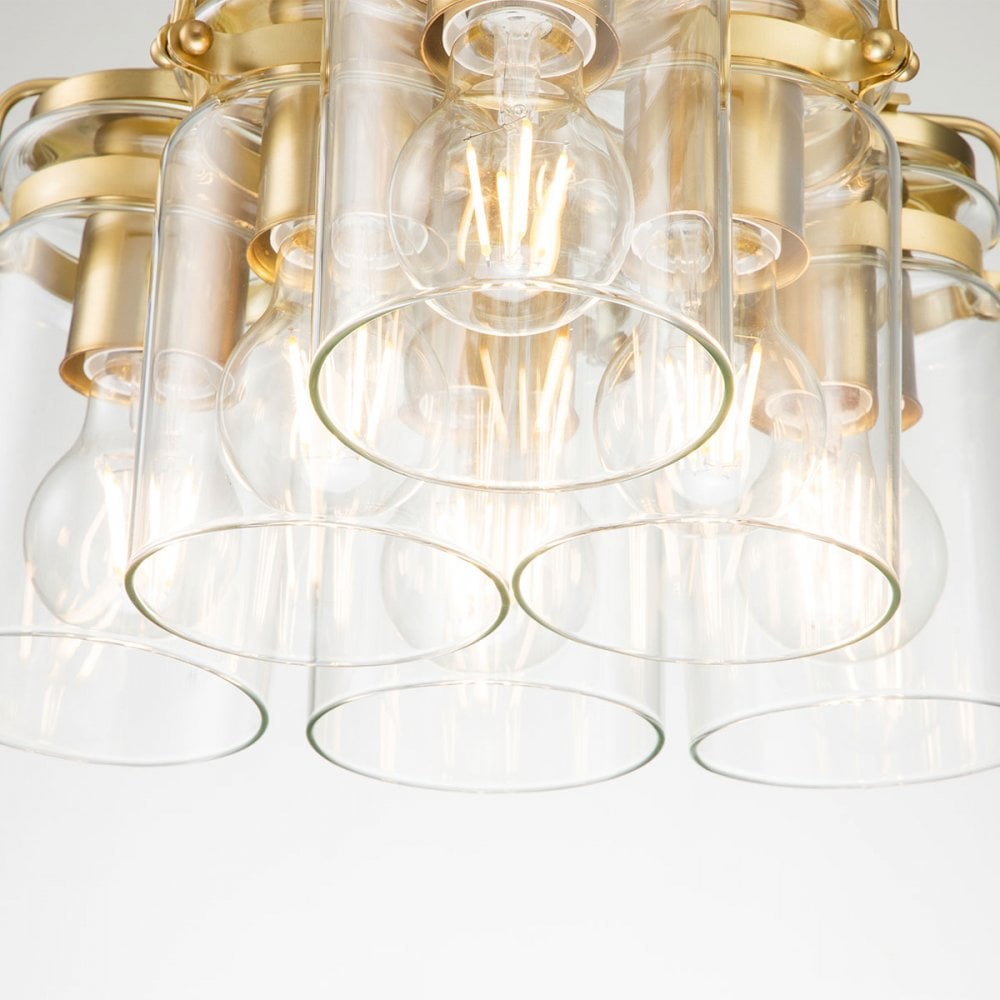 Brinley Six Light Cluster Pendant in Brushed Brass