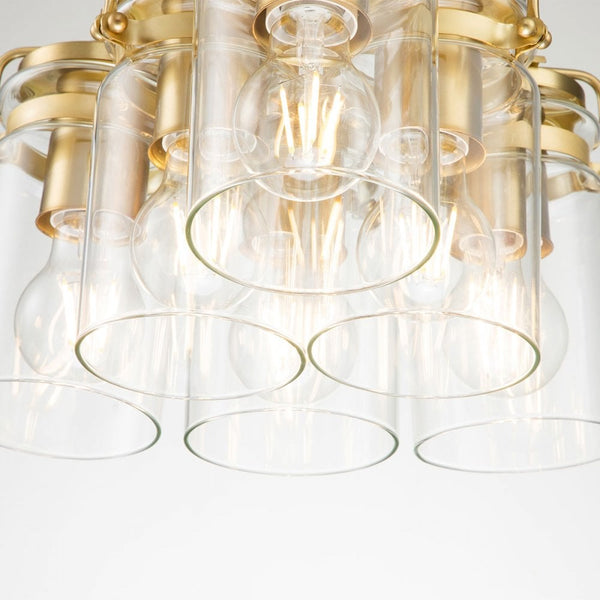Brinley Six Light Cluster Pendant in Brushed Brass