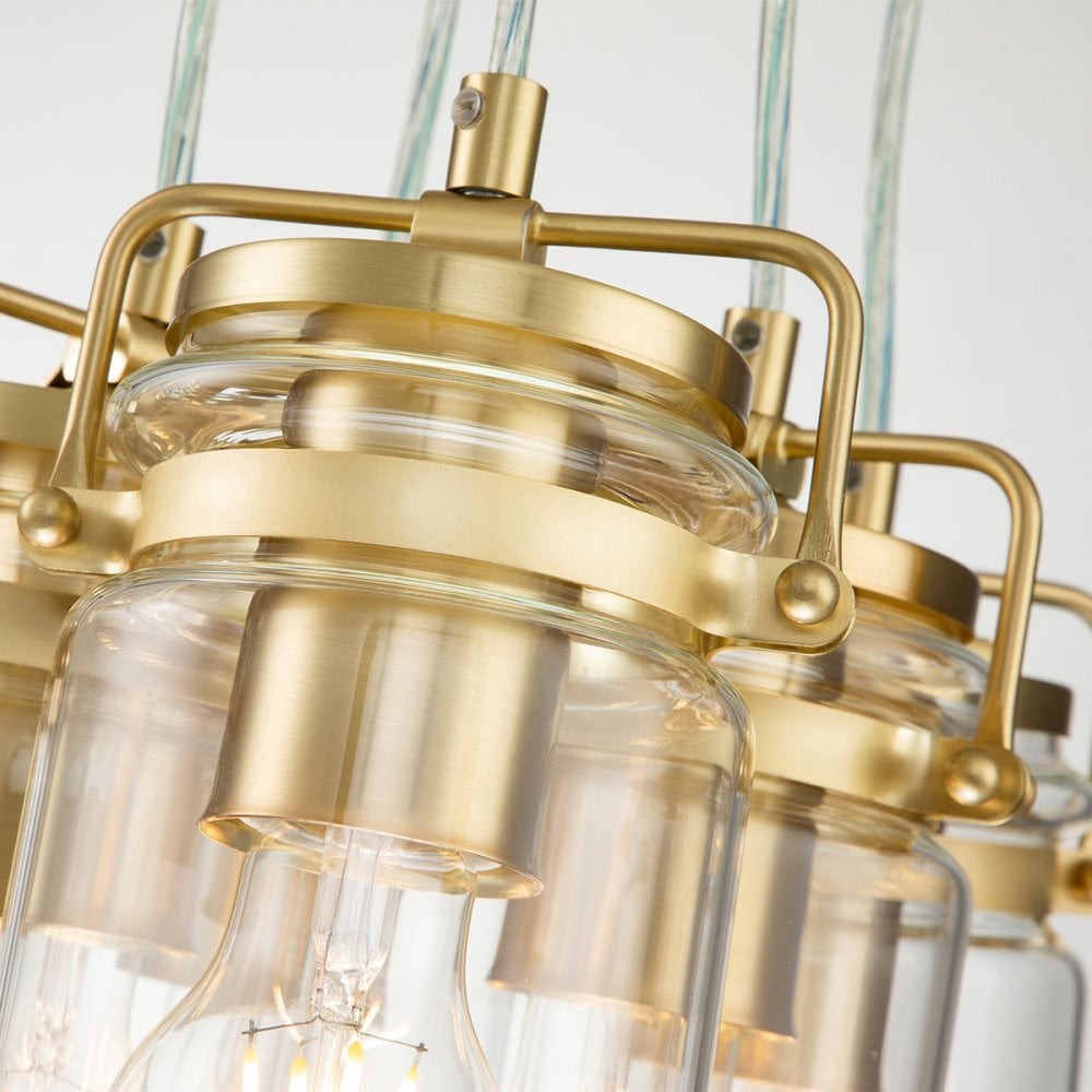Brinley Six Light Cluster Pendant in Brushed Brass