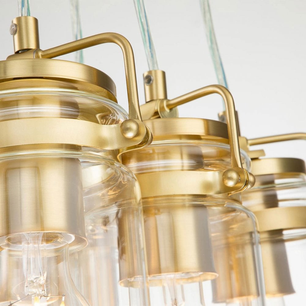Brinley Six Light Cluster Pendant in Brushed Brass