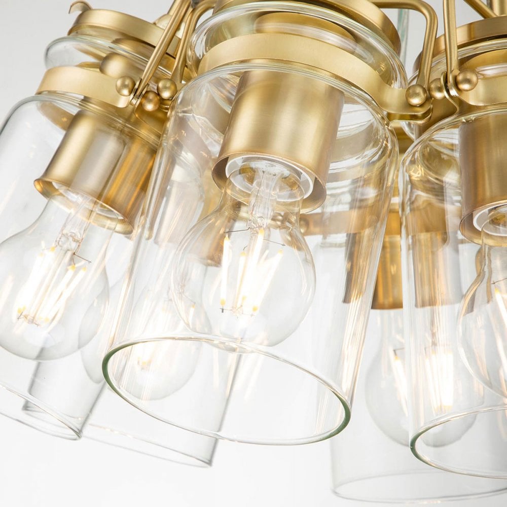 Brinley Six Light Cluster Pendant in Brushed Brass
