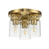 Brinley Three Light Flush Mount in Brushed Brass