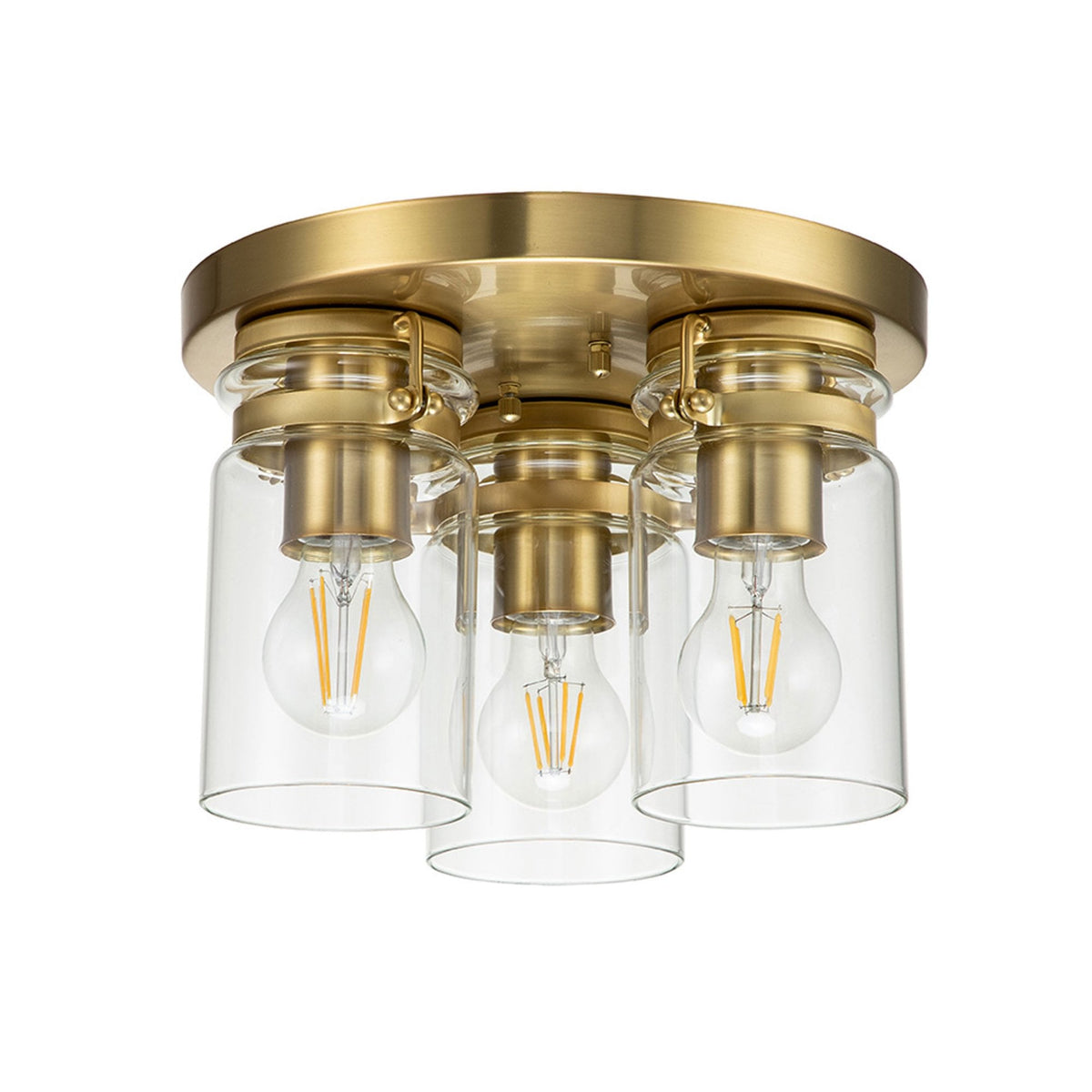 Brinley Three Light Flush Mount in Brushed Brass