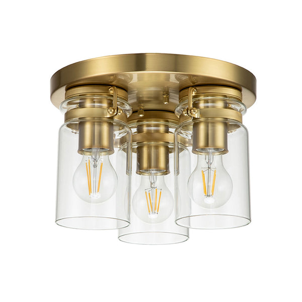 Brinley Three Light Flush Mount in Brushed Brass
