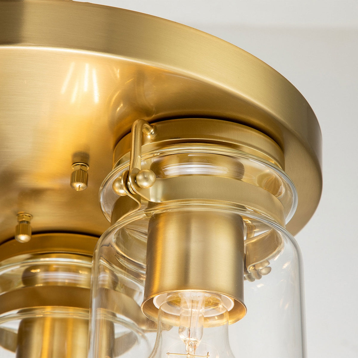 Brinley Three Light Flush Mount in Brushed Brass