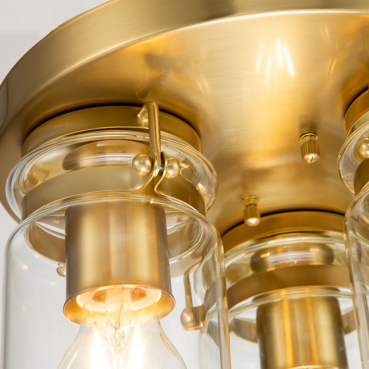Brinley Three Light Flush Mount in Brushed Brass