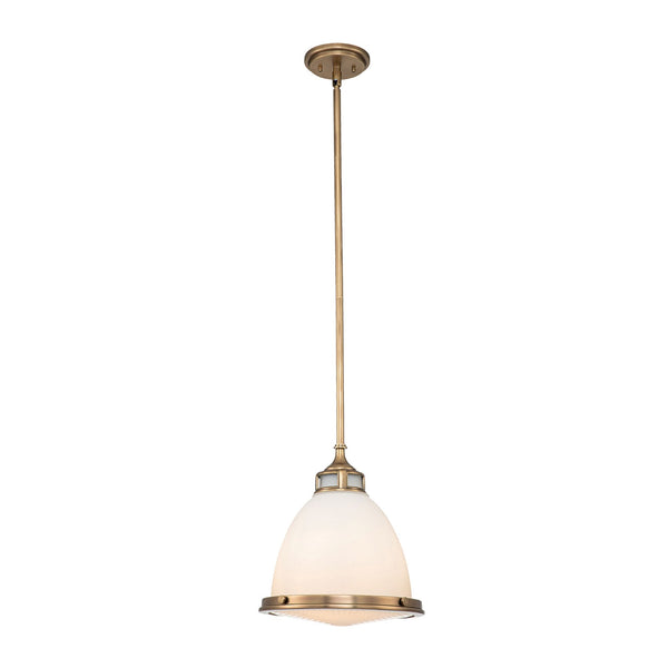 Amelia Medium Pendant in Etched Glass & Heritage Brass