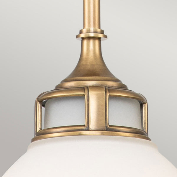 Amelia Medium Pendant in Etched Glass & Heritage Brass