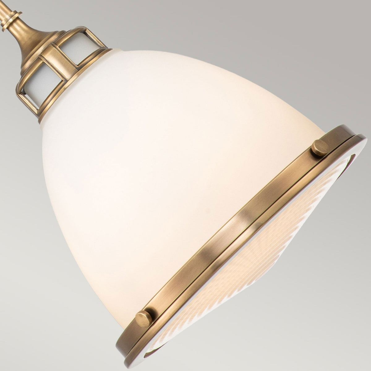 Amelia Medium Pendant in Etched Glass & Heritage Brass